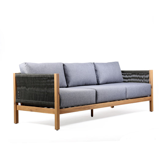 Sienna - Outdoor Eucalyptus Sofa With Cushions - Teak / Gray - Premium Sofas from Armen Living - Just $2182.50! Shop now at brett interiors