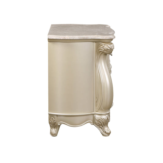 Monique - Nightstand With Marble Top - Champagne - Premium Accent Nightstands from New Classic - Just $625! Shop now at brett interiors