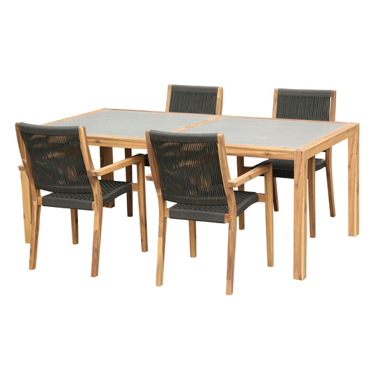 Sienna And Madsen - Outdoor Eucalyptus Dining Set - Premium 5 Piece Outdoor Sets from Armen Living - Just $3000! Shop now at brett interiors