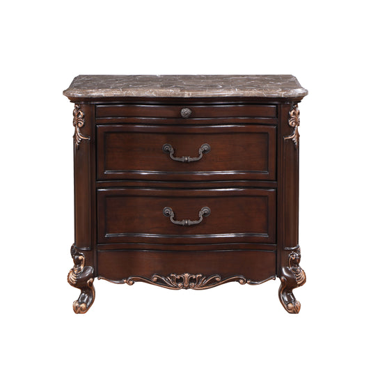 Constantine - Nightstand With Marble Top - Cherry - Premium Accent Nightstands from New Classic - Just $600! Shop now at brett interiors