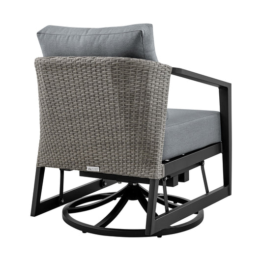 Palma - 3 Piece Patio Outdoor Swivel Seating Set With Cushions - Black / Gray - Premium 3 Piece Outdoor Sets from Armen Living - Just $4110! Shop now at brett interiors