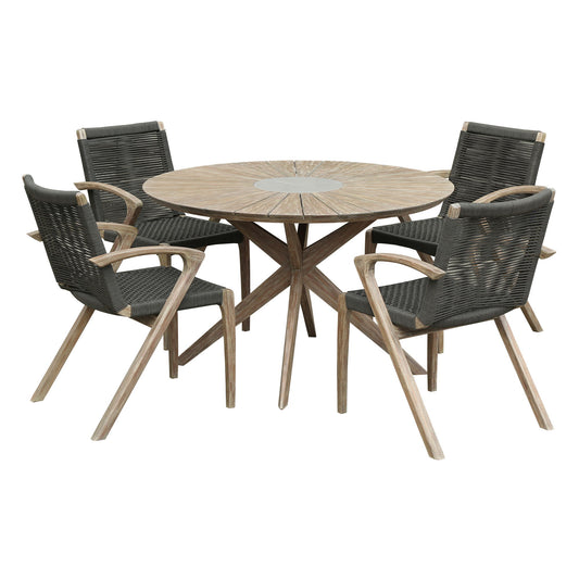 Oasis And Brielle - Outdoor 5 Piece Dining Set - Light Eucalyptus - Premium 5 Piece Outdoor Sets from Armen Living - Just $3140! Shop now at brett interiors