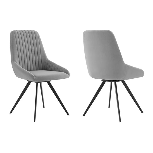 Alison - Swivel Velvet And Metal Dining Room Chairs (Set of 2) - Gray - Premium Chair Sets from Armen Living - Just $515! Shop now at brett interiors