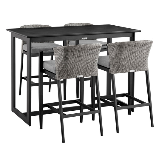 Palma - Outdoor Patio 5 Piece Bar Table Set With Cushions - Gray - Premium 5 Piece Outdoor Sets from Armen Living - Just $4880! Shop now at brett interiors