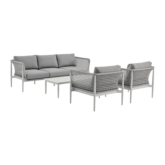 Rhodes - Outdoor Patio 4 Piece Conversation Set - Gray - Premium 4 Piece Outdoor Sets from Armen Living - Just $5525! Shop now at brett interiors
