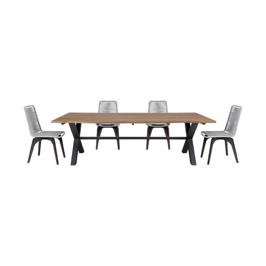 Glendora Island - Outdoor Patio Live Edge Dining Set - Premium 5 Piece Outdoor Sets from Armen Living - Just $3355! Shop now at brett interiors
