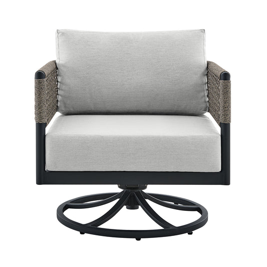 Alegria And Menorca - 3 Piece Patio Outdoor Swivel Seating Set With Cushions - Black / Gray - Premium 3 Piece Outdoor Sets from Armen Living - Just $3827.50! Shop now at brett interiors