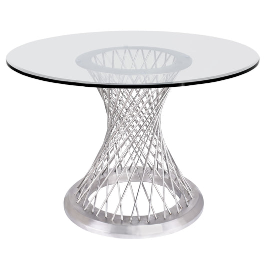 Calypso - Contemporary Dining Table Tempered Glass Top - Clear - Premium Dining Tables from Armen Living - Just $1132.50! Shop now at brett interiors