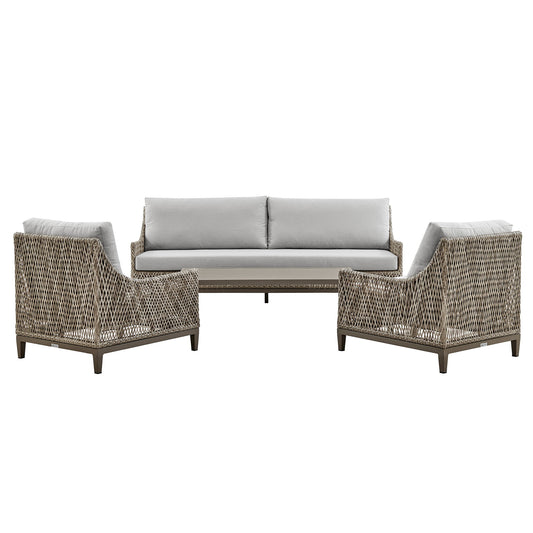 Grenada - 4 Piece Outdoor Wicker Conversation Set - Gray - Premium 4 Piece Outdoor Sets from Armen Living - Just $5980! Shop now at brett interiors