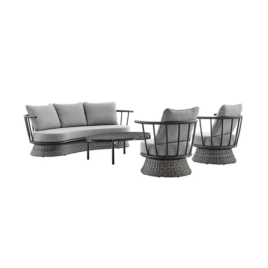 Giotto - 4 Piece Outdoor Patio Furniture Set With Cushions - Black / Gray - Premium 4 Piece Outdoor Sets from Armen Living - Just $6067.50! Shop now at brett interiors
