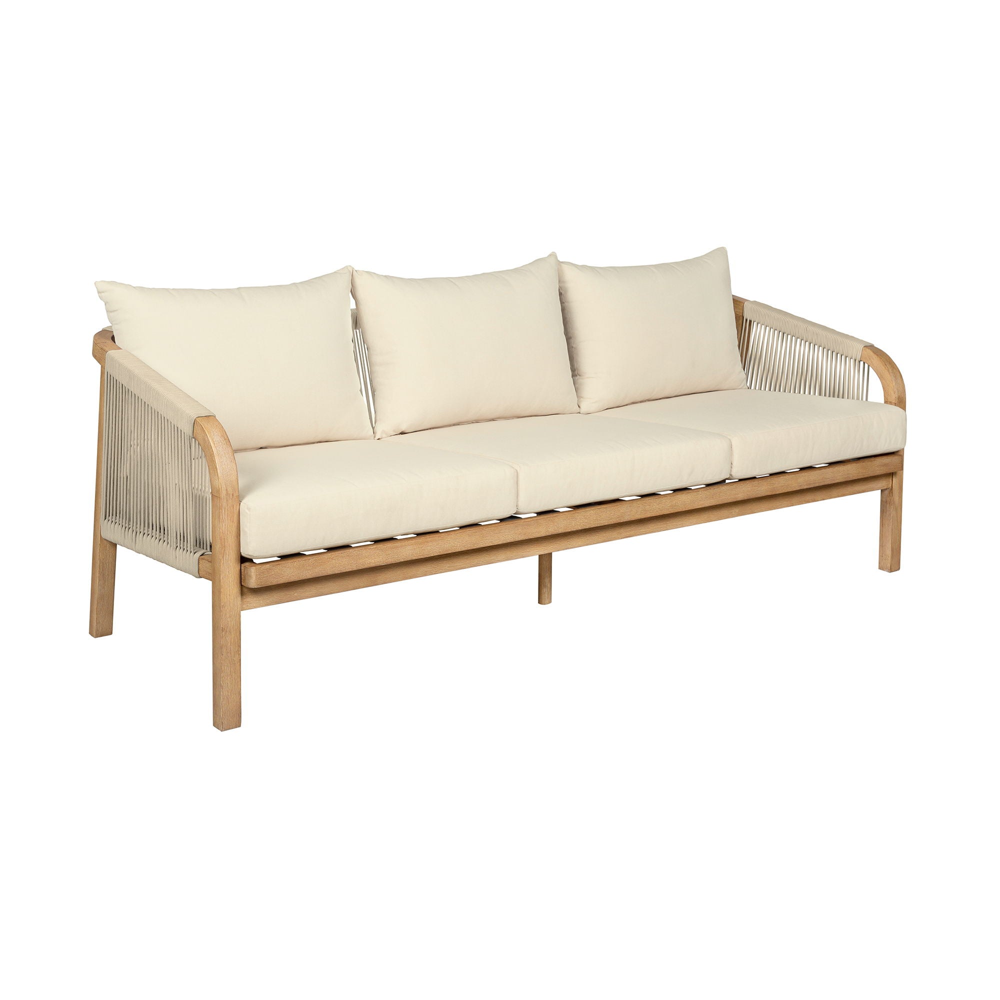 Cypress - Outdoor Patio 4 Piece Conversation Set - Blonde Eucalyptus / Ivory - Premium 4 Piece Outdoor Sets from Armen Living - Just $4812.50! Shop now at brett interiors