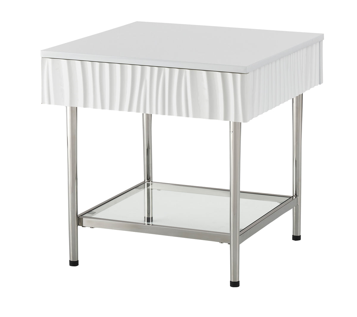 Waves - One Drawer End Table - Glossy White - Premium End Tables from Coast2Coast Home - Just $2310! Shop now at brett interiors