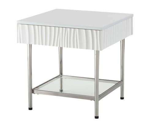 Waves - One Drawer End Table - Glossy White - Premium End Tables from Coast2Coast Home - Just $2310! Shop now at brett interiors