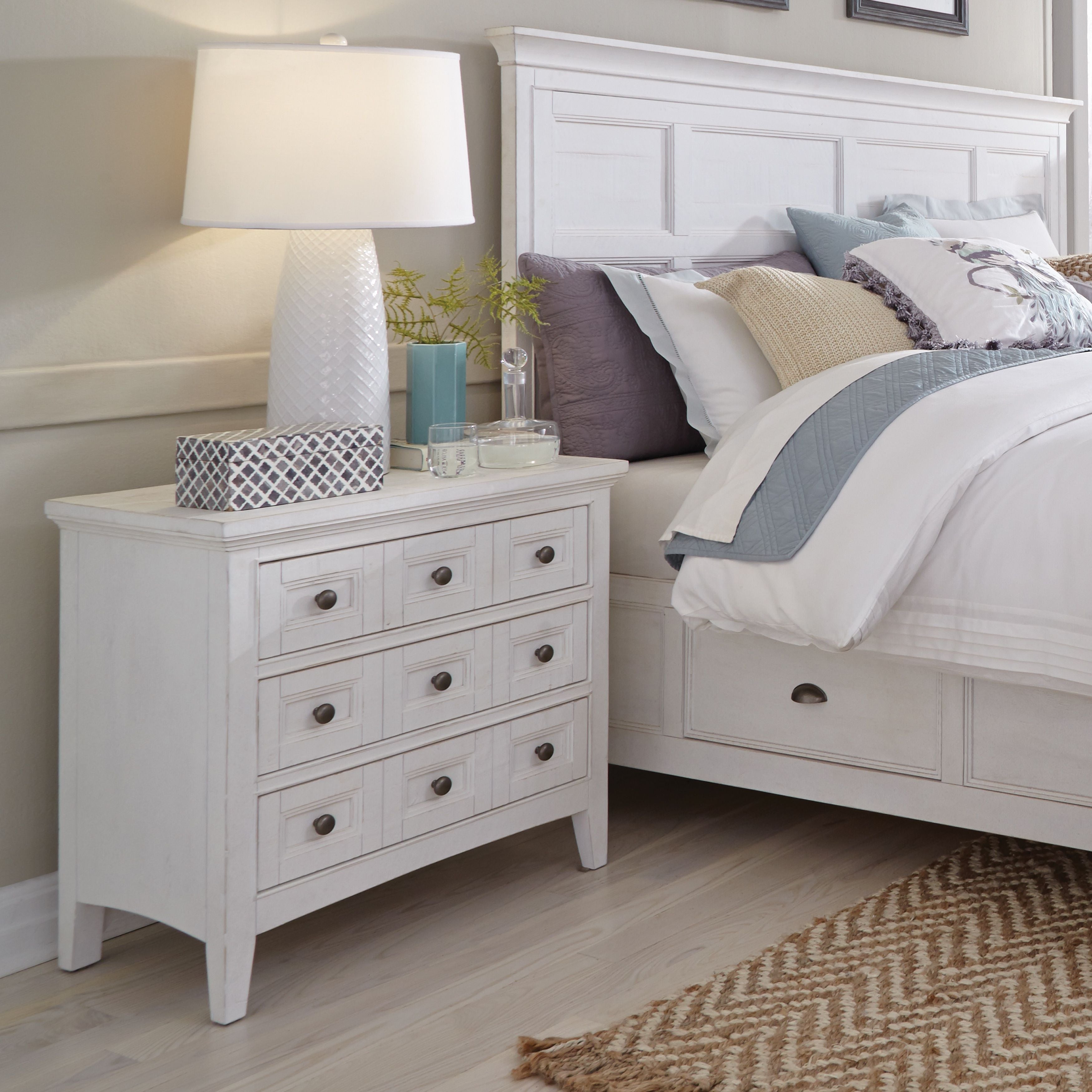 Heron Cove - Relaxed Traditional Chalk White Three Drawer Nightstand - Chalk White - Premium Accent Nightstands from Magnussen Furniture - Just $549! Shop now at brett interiors