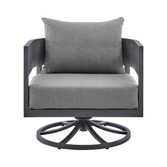 Menorca - 3 Piece Patio Outdoor Swivel Seating Set With Cushions - Dark Gray - Premium 3 Piece Outdoor Sets from Armen Living - Just $3847.50! Shop now at brett interiors