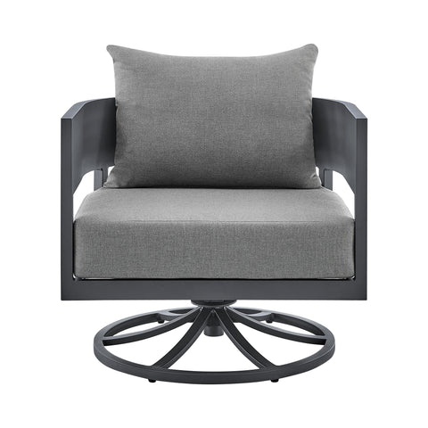 Menorca - 3 Piece Patio Outdoor Swivel Seating Set With Cushions - Dark Gray - Premium 3 Piece Outdoor Sets from Armen Living - Just $3847.50! Shop now at brett interiors
