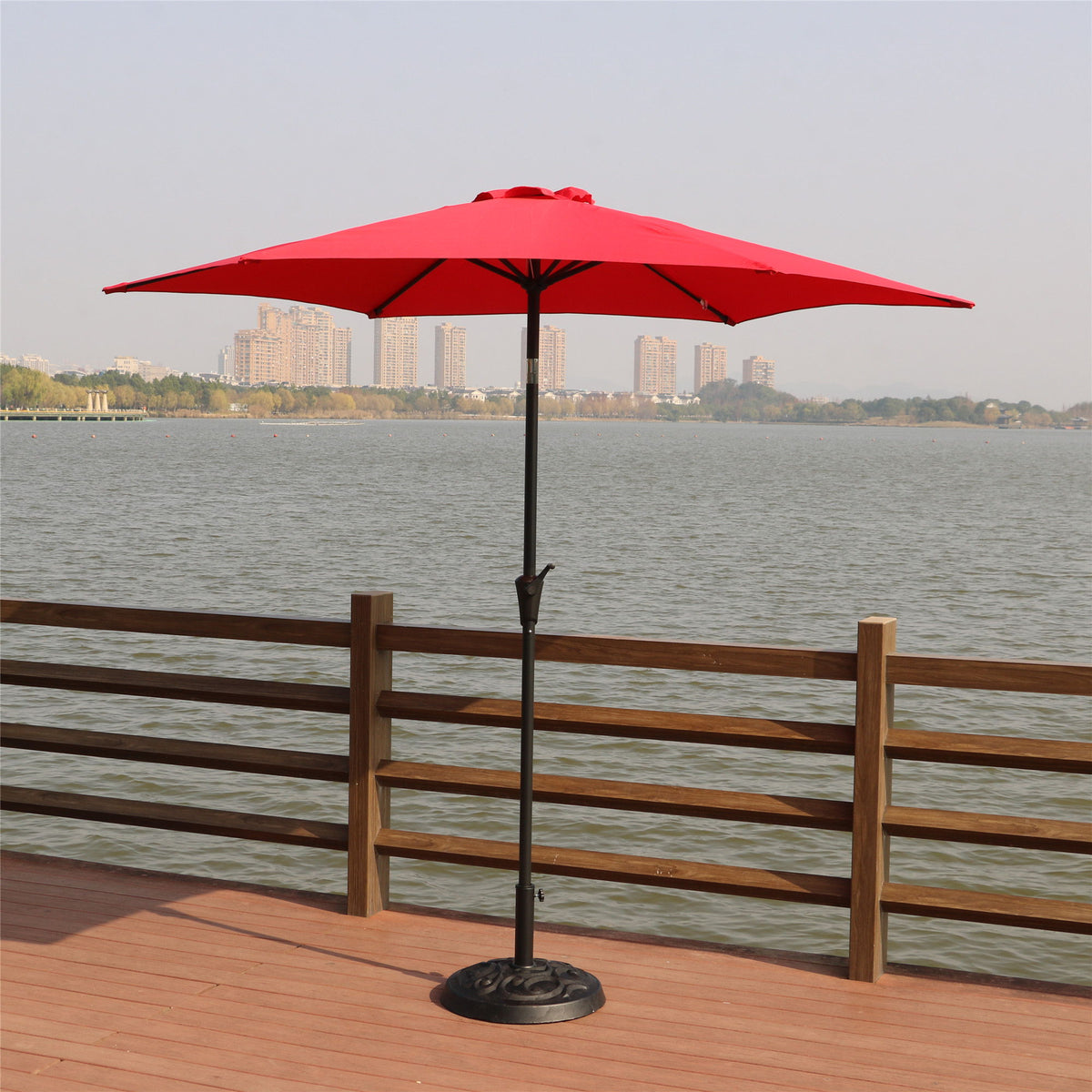 8.8' Outdoor Aluminum Patio Umbrella, Market Umbrella With 33 Pounds Round Resin Umbrella Base Lift - Premium Umbrellas & Canopies from Gather Craft - Just $203! Shop now at brett interiors