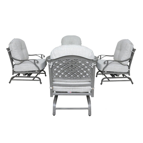 Outdoor 5 Piece Aluminum Chat High Fire Pit Set With Cushion - Golden Gauze - Premium 5 Piece Outdoor Sets from Gather Craft - Just $4579! Shop now at brett interiors