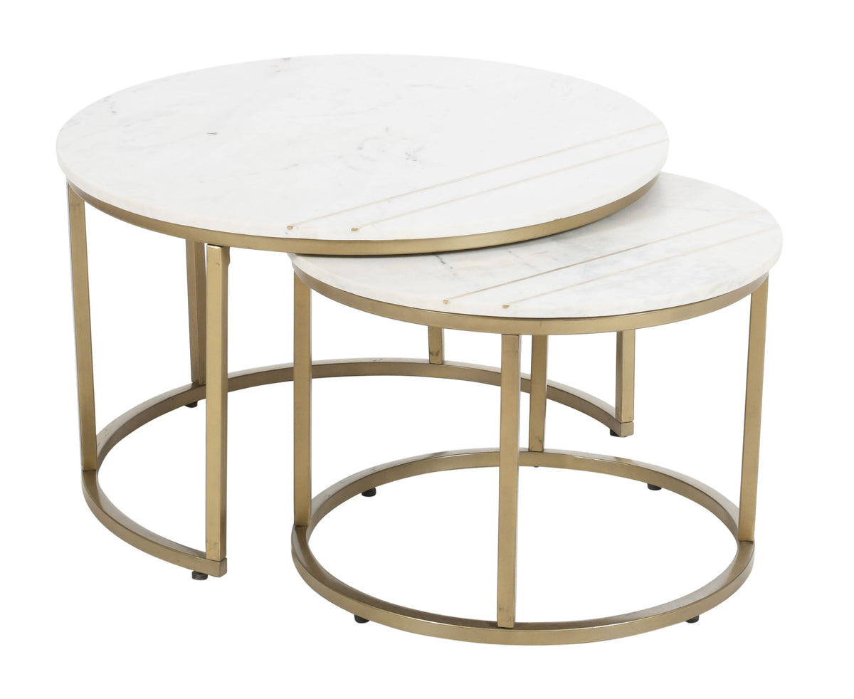 Kayla - Nesting Cocktail Table (Set of 2) - White / Gold - Premium Nesting Tables from Coast2Coast Home - Just $1485! Shop now at brett interiors