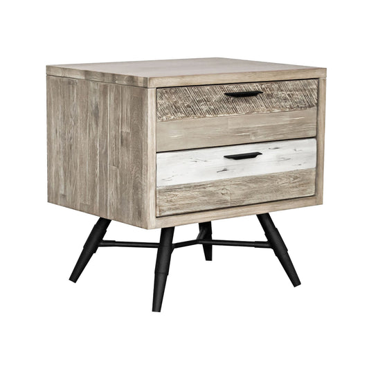 Bridges - 2 Drawer Nightstand - Two Tone Acacia - Premium Accent Nightstands from Armen Living - Just $620! Shop now at brett interiors