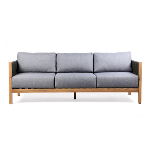 Sienna - Outdoor Eucalyptus Sofa With Cushions - Teak / Gray - Premium Sofas from Armen Living - Just $2182.50! Shop now at brett interiors