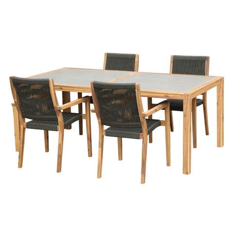 Sienna And Madsen - Outdoor Eucalyptus Dining Set - Premium 5 Piece Outdoor Sets from Armen Living - Just $3000! Shop now at brett interiors
