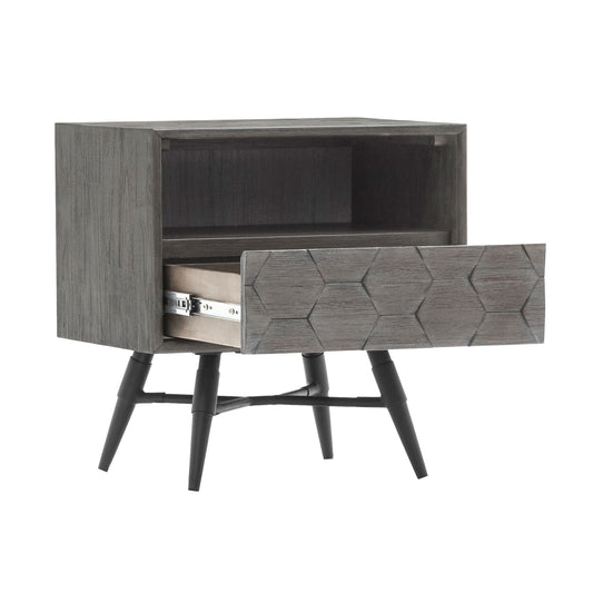 Makena - 1 Drawer Night Stand - Gray Acacia - Premium Accent Nightstands from Armen Living - Just $500! Shop now at brett interiors