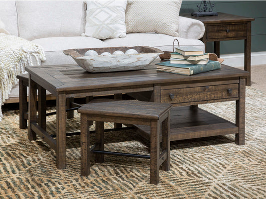 Smithton - Rectangular Cocktail Table With 2 Stools - Homestead Brown - Premium 3 Piece Living Room Sets from Magnussen Furniture - Just $969! Shop now at brett interiors
