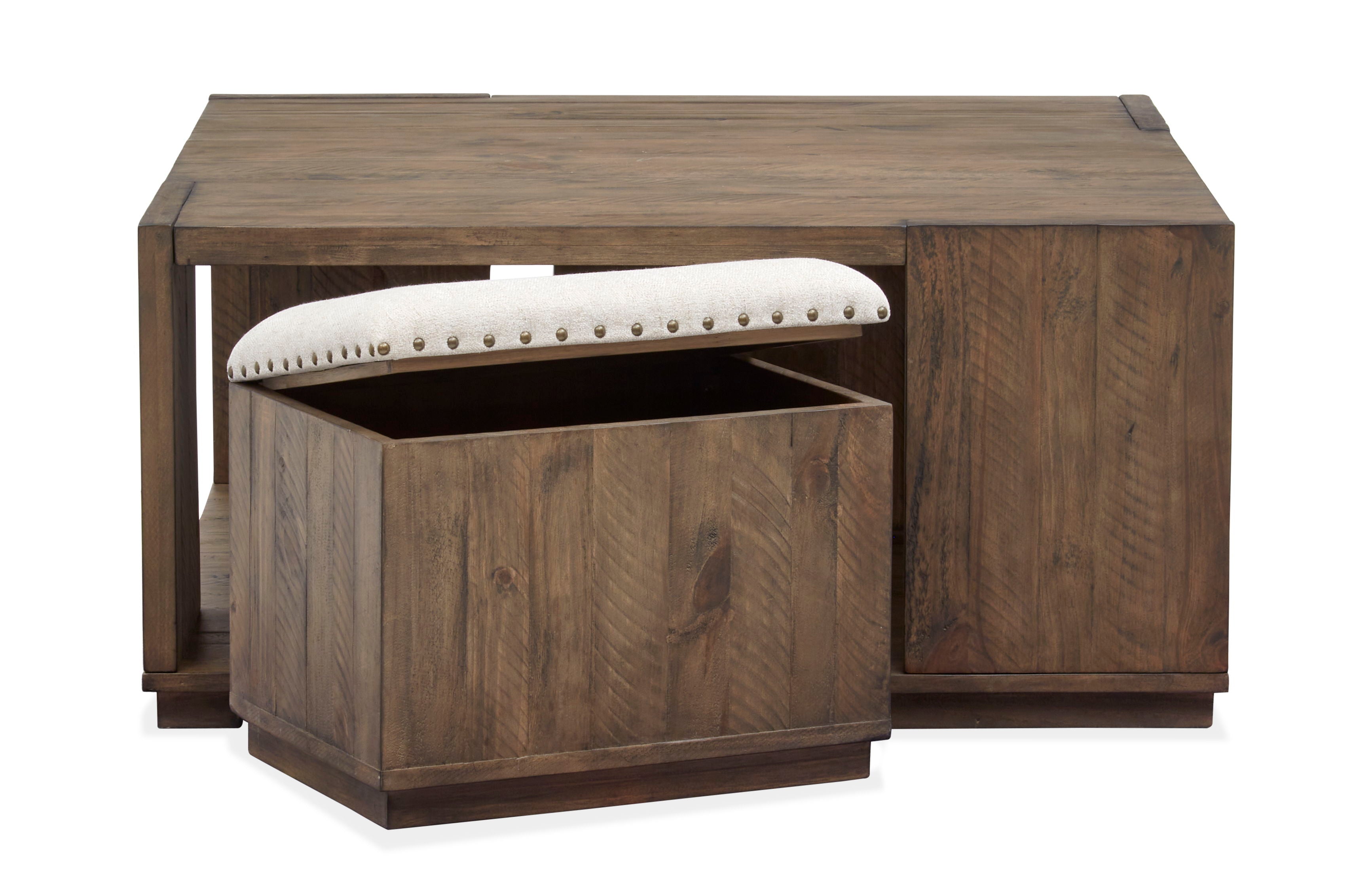 Leighton - Square Cocktail Table With 2 Stools (Upholstered Seat) - Burnt Sienna - Premium 3 Piece Living Room Sets from Magnussen Furniture - Just $1219! Shop now at brett interiors