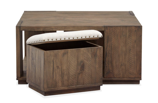 Leighton - Square Cocktail Table With 2 Stools (Upholstered Seat) - Burnt Sienna - Premium 3 Piece Living Room Sets from Magnussen Furniture - Just $1219! Shop now at brett interiors