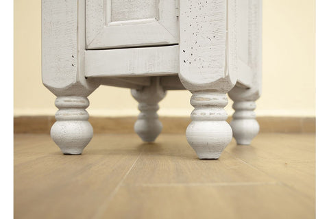 Stone - Chairside Table With 1 Door - Antiqued Ivory / Weathered Gray - Premium Chair Side Tables from International Furniture Direct - Just $280! Shop now at brett interiors