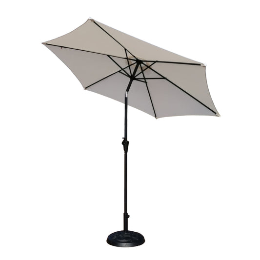8.8' Outdoor Aluminum Patio Umbrella, Patio Umbrella, Market Umbrella With 33 Pounds Round Resin Umbrella Base, Push Button Tilt And Crank Lift - Creme - Premium Umbrellas & Canopies from Gather Craft - Just $203! Shop now at brett interiors