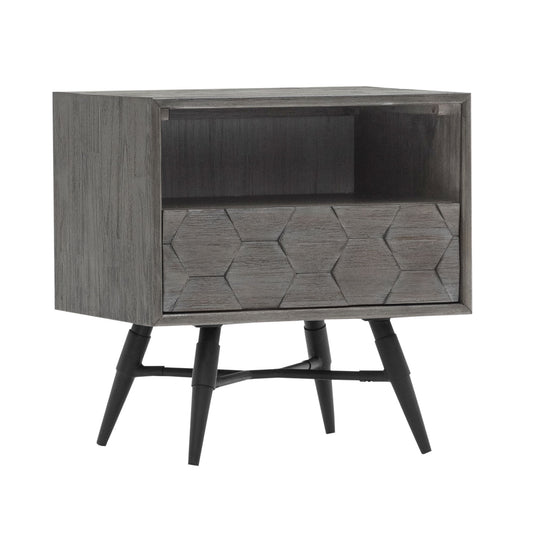 Makena - 1 Drawer Night Stand - Gray Acacia - Premium Accent Nightstands from Armen Living - Just $500! Shop now at brett interiors