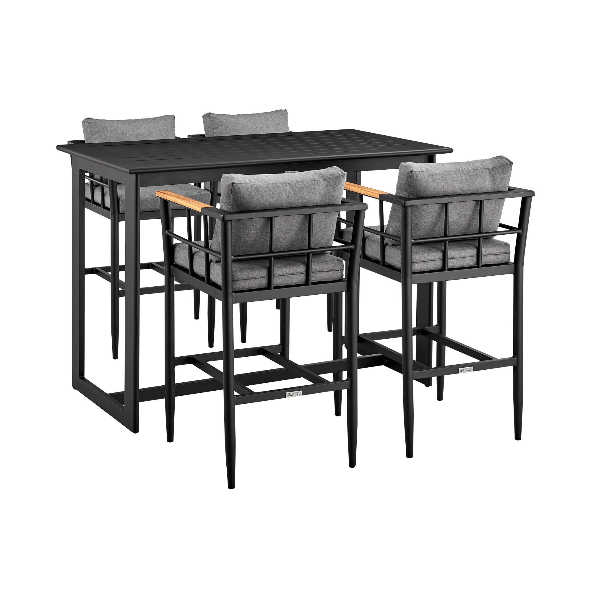 Orlando - Outdoor Patio 5 Piece Bar Table Set With Cushions - Gray - Premium 5 Piece Outdoor Sets from Armen Living - Just $4740! Shop now at brett interiors