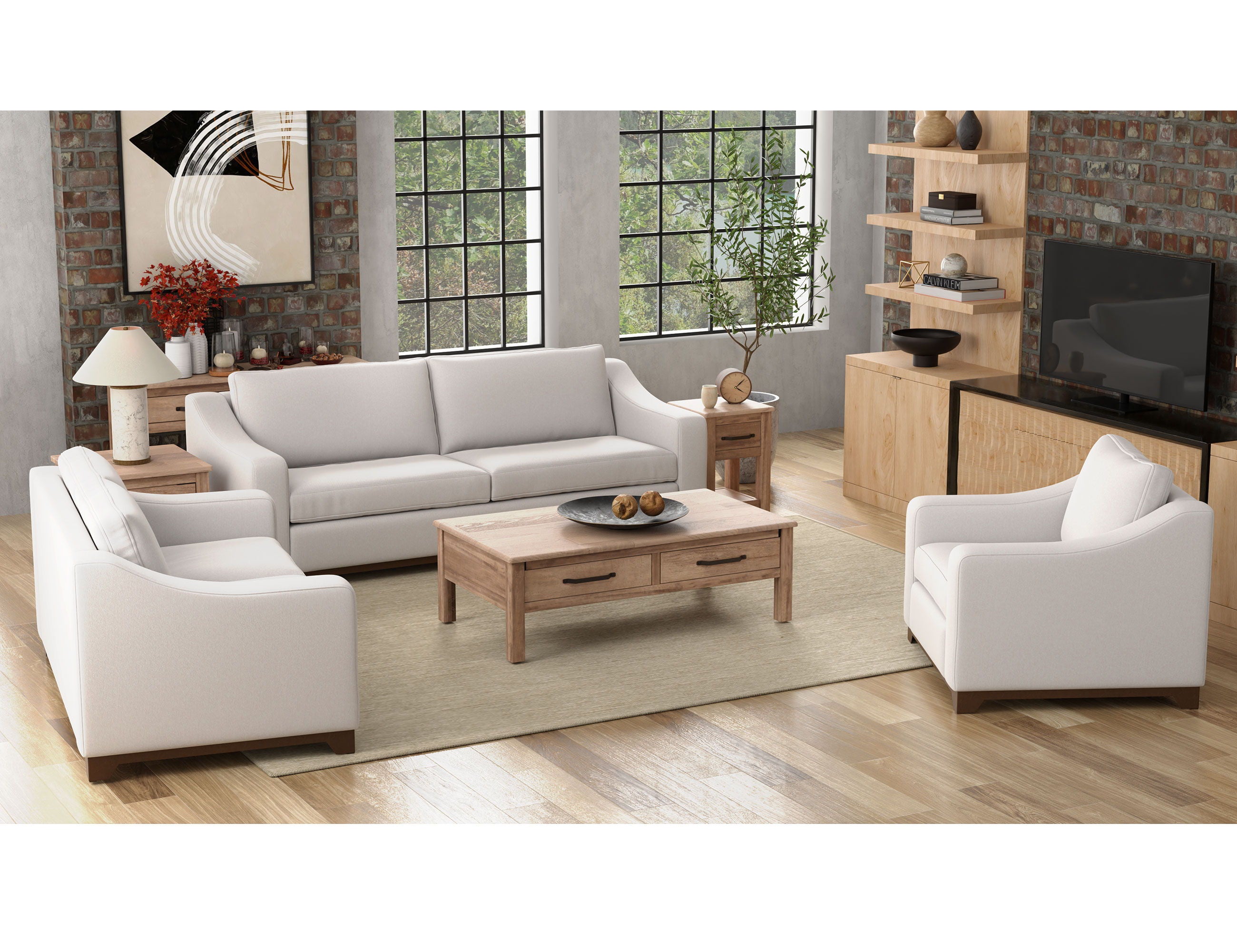 Natural Parota - Sofa - Mink Withe / Katerina Marble - Premium Stationary Sofas from International Furniture Direct - Just $1562.50! Shop now at brett interiors