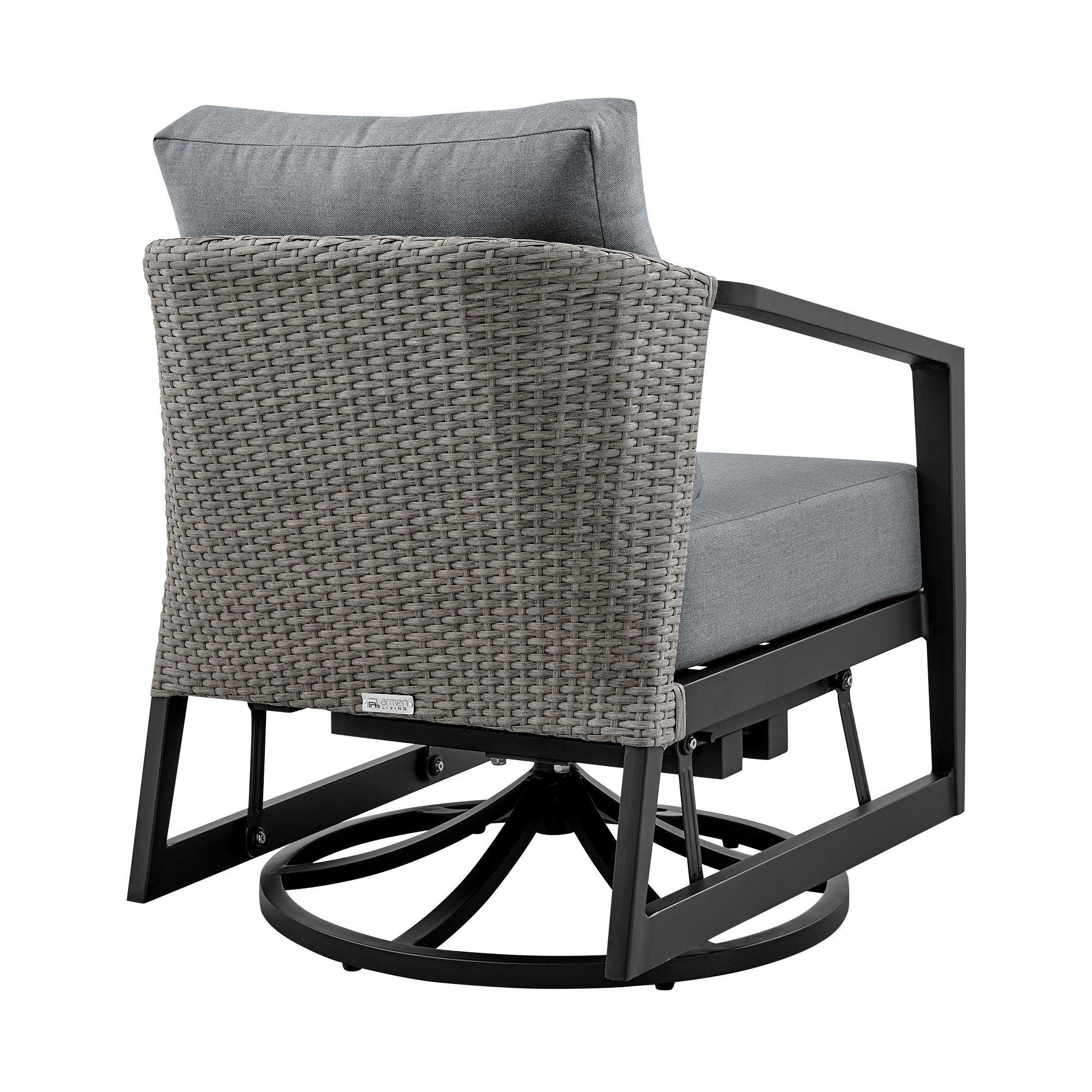 Palma - 3 Piece Patio Outdoor Swivel Seating Set With Cushions - Black / Gray - Premium 3 Piece Outdoor Sets from Armen Living - Just $4110! Shop now at brett interiors