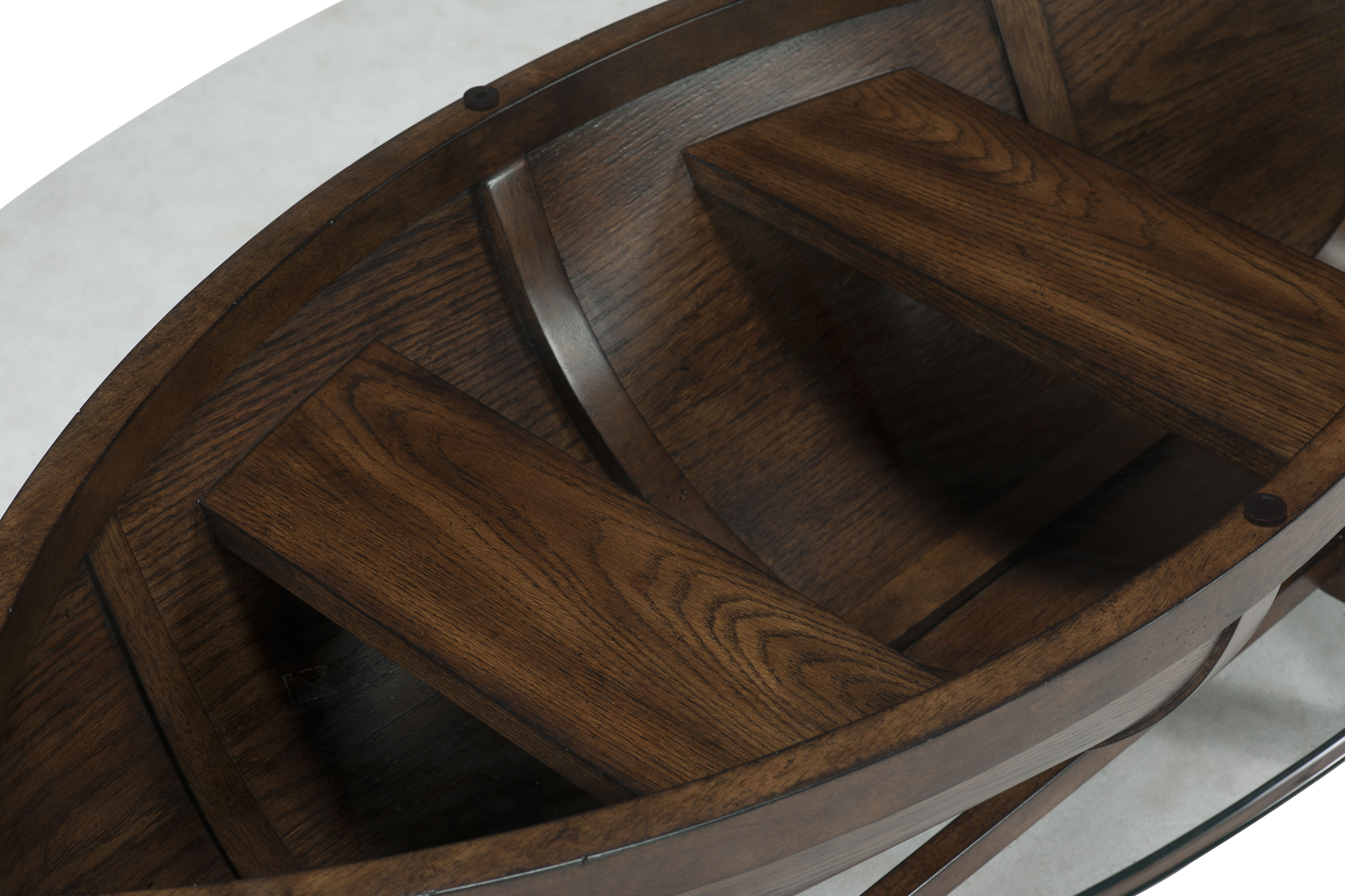 Beaufort - Oval Cocktail Table With Base And Glass Top - Dark Oak - Premium Cocktail Tables from Magnussen Furniture - Just $938! Shop now at brett interiors