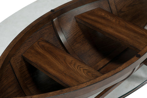 Beaufort - Oval Cocktail Table With Base And Glass Top - Dark Oak - Premium Cocktail Tables from Magnussen Furniture - Just $938! Shop now at brett interiors