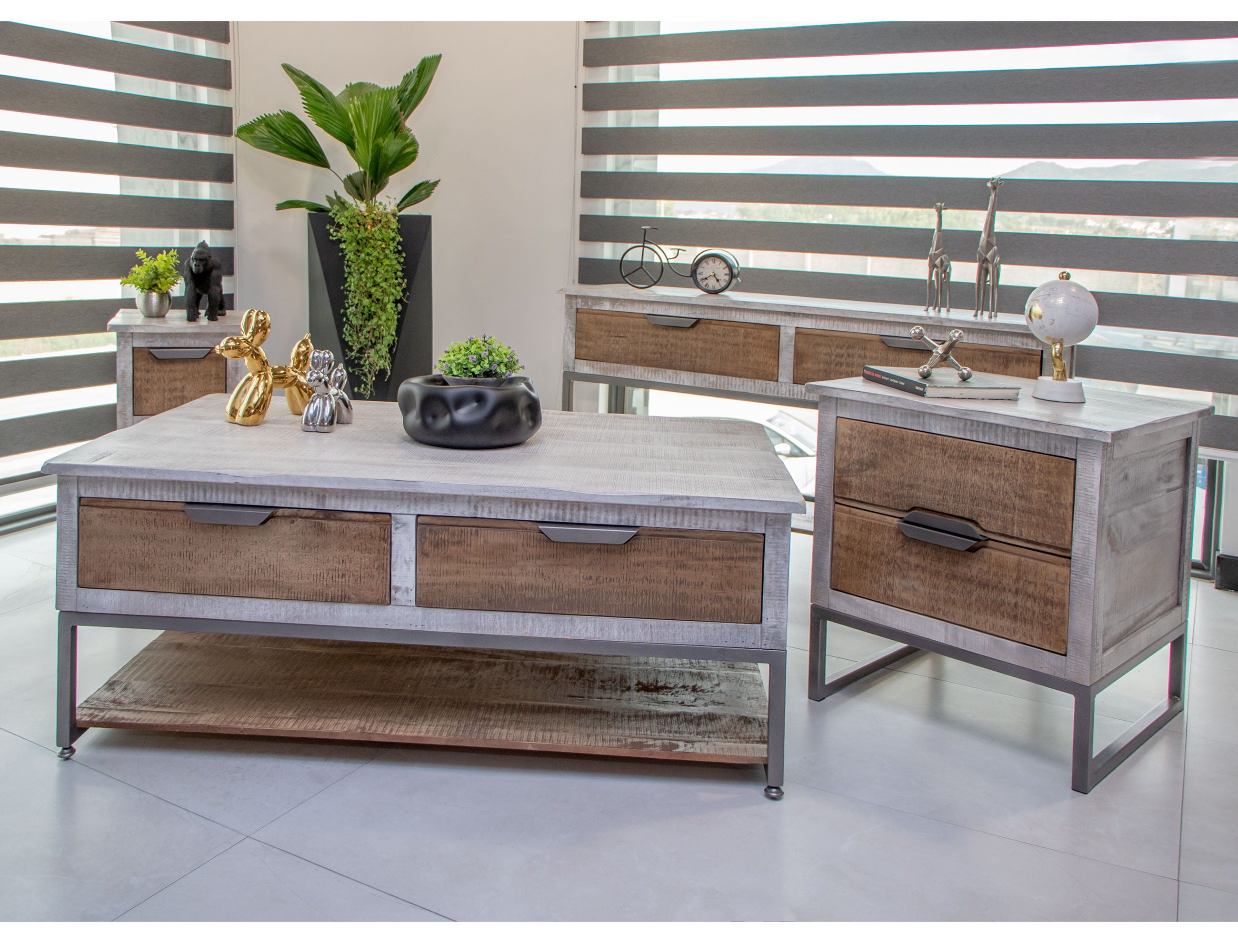 Mita - End Table - Honey Brown / Light Gray - Premium End Tables from International Furniture Direct - Just $422.50! Shop now at brett interiors