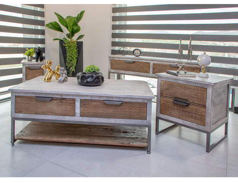 Mita - End Table - Honey Brown / Light Gray - Premium End Tables from International Furniture Direct - Just $422.50! Shop now at brett interiors