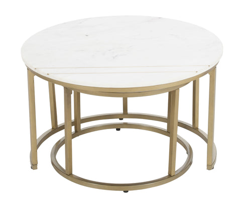 Kayla - Nesting Cocktail Table (Set of 2) - White / Gold - Premium Nesting Tables from Coast2Coast Home - Just $1485! Shop now at brett interiors