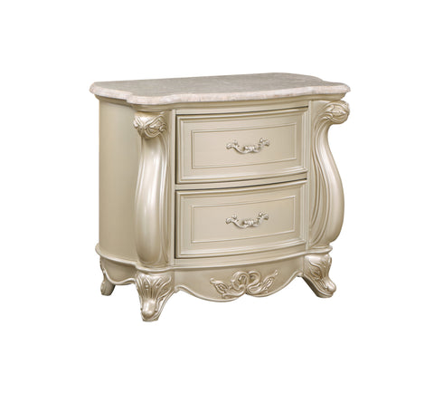 Monique - Nightstand With Marble Top - Champagne - Premium Accent Nightstands from New Classic - Just $625! Shop now at brett interiors