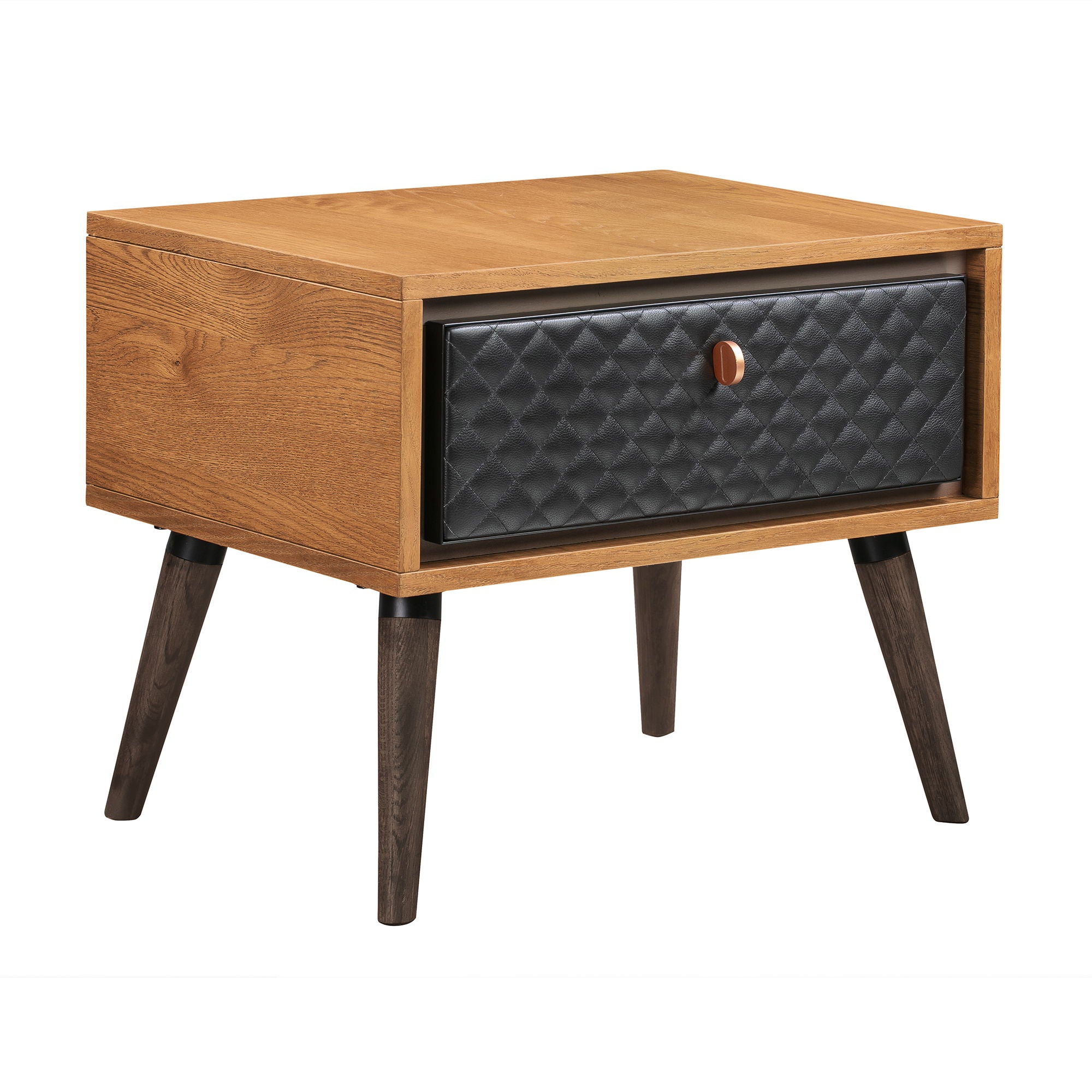 Coco - Rustic Single Drawer Oak Nightstand - Black - Premium Accent Nightstands from Armen Living - Just $425! Shop now at brett interiors