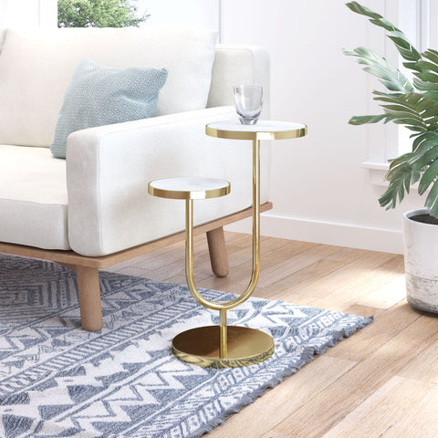 Marc - Side Table - White / Gold - Premium Chair Side Tables from Zuo Modern - Just $400! Shop now at brett interiors