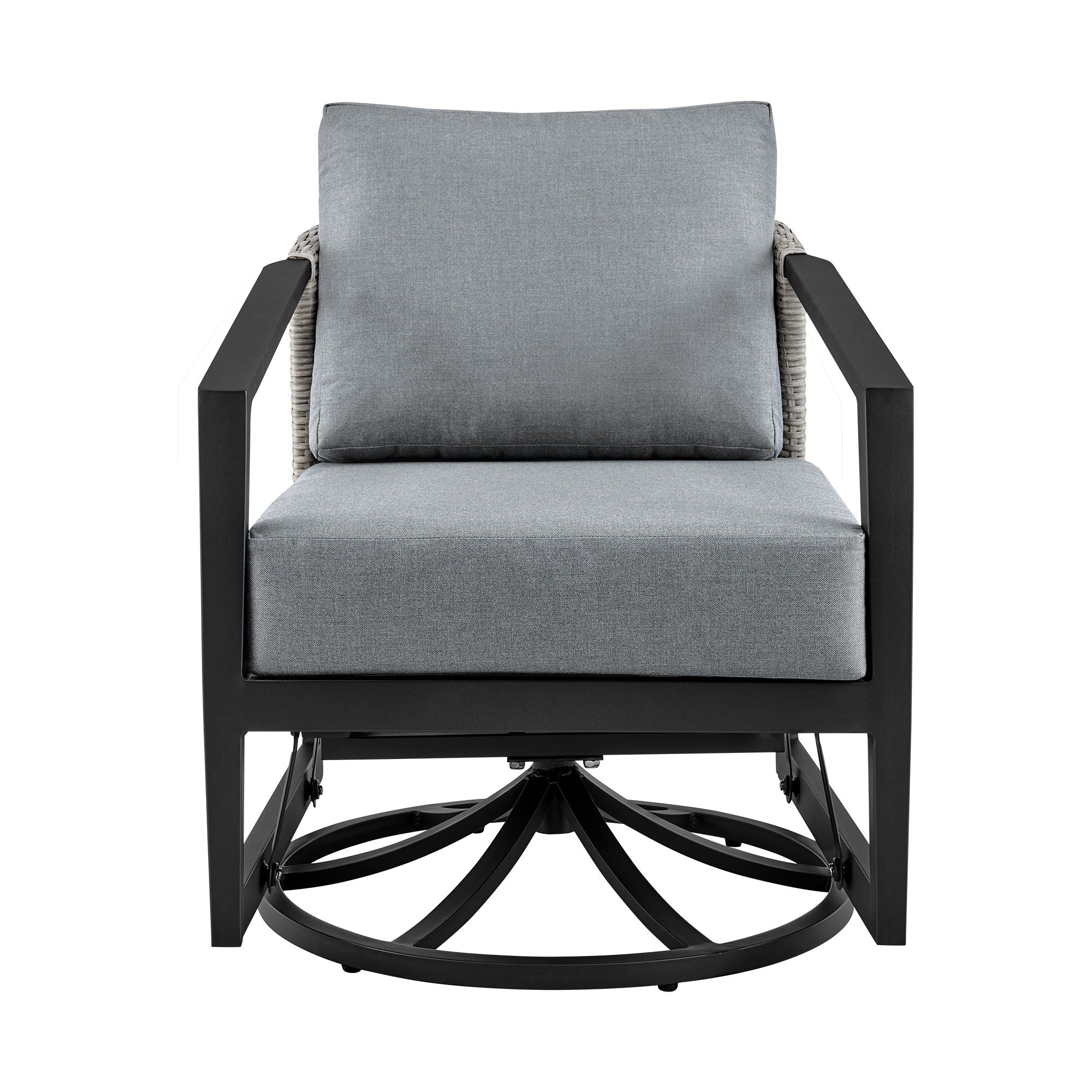 Palma - 3 Piece Patio Outdoor Swivel Seating Set With Cushions - Black / Gray - Premium 3 Piece Outdoor Sets from Armen Living - Just $4110! Shop now at brett interiors