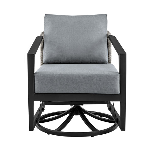 Palma - 3 Piece Patio Outdoor Swivel Seating Set With Cushions - Black / Gray - Premium 3 Piece Outdoor Sets from Armen Living - Just $4110! Shop now at brett interiors