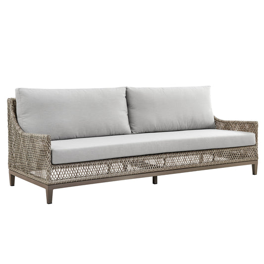 Grenada - 4 Piece Outdoor Wicker Conversation Set - Gray - Premium 4 Piece Outdoor Sets from Armen Living - Just $5980! Shop now at brett interiors