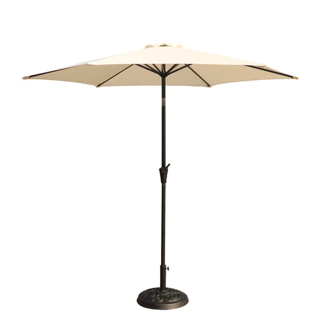 8.8' Outdoor Aluminum Patio Umbrella, Patio Umbrella, Market Umbrella With 33 Pounds Round Resin Umbrella Base, Push Button Tilt And Crank Lift - Creme - Premium Umbrellas & Canopies from Gather Craft - Just $203! Shop now at brett interiors
