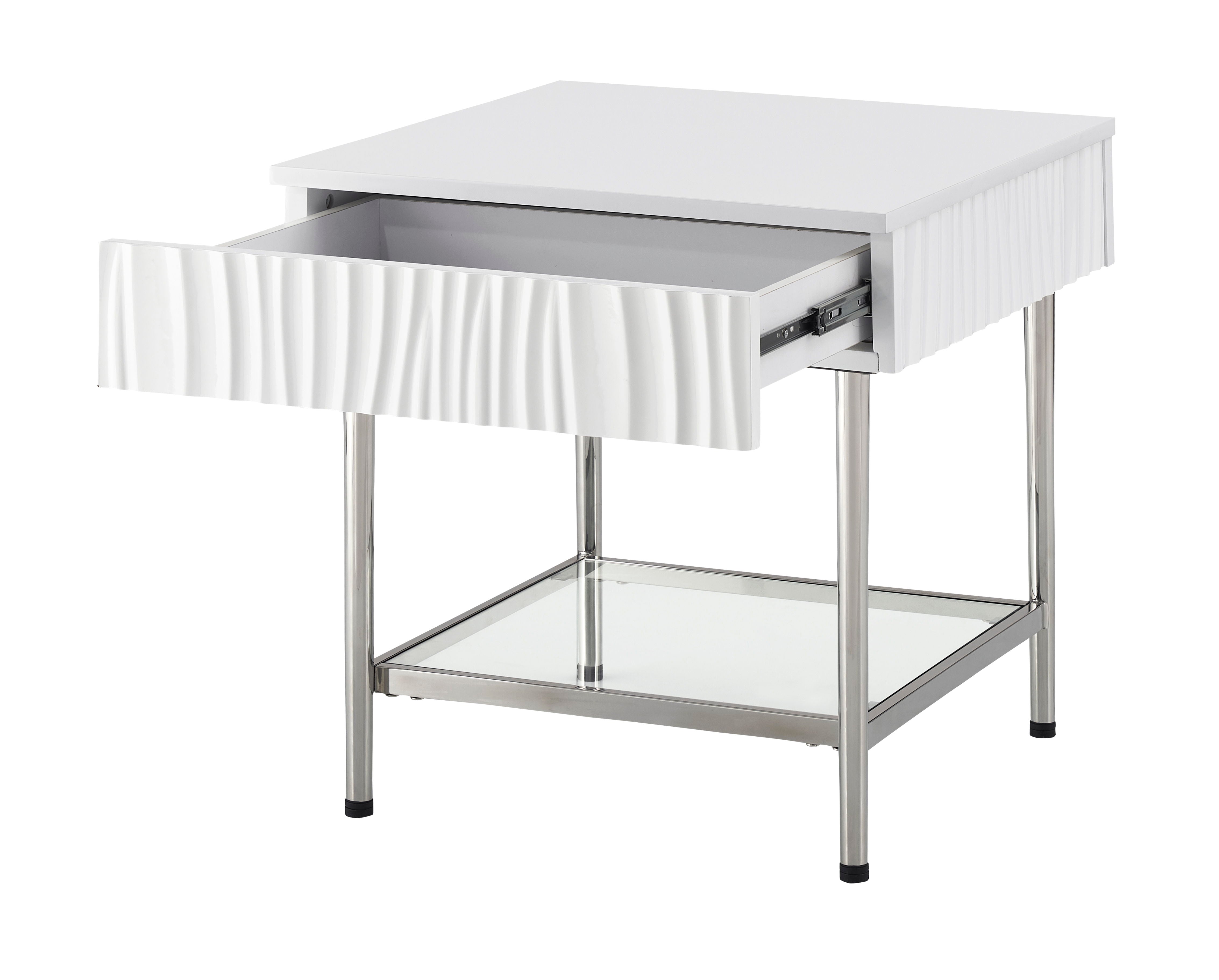 Waves - One Drawer End Table - Glossy White - Premium End Tables from Coast2Coast Home - Just $2310! Shop now at brett interiors