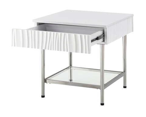 Waves - One Drawer End Table - Glossy White - Premium End Tables from Coast2Coast Home - Just $2310! Shop now at brett interiors